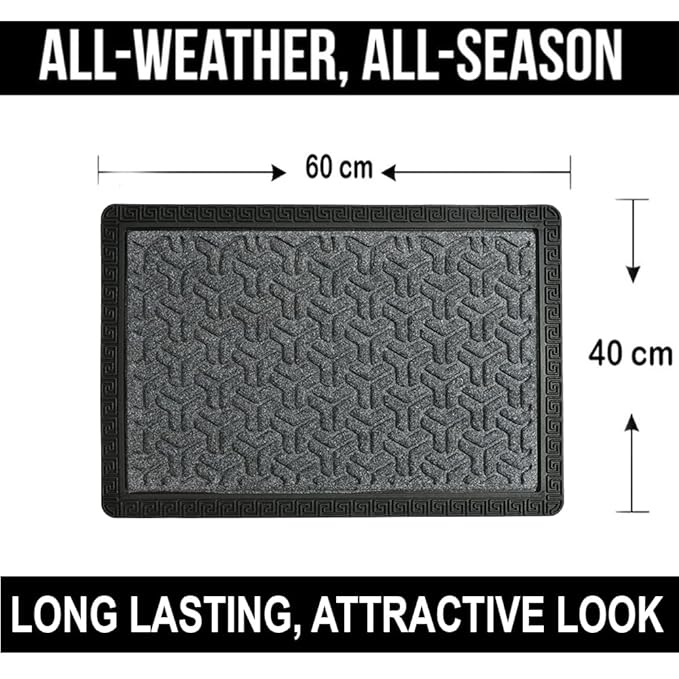 Indoor/Outdoor Heavy Duty Doormat Natural Rubber Sturdy for All Season Water Absorbent/dust Resistant Entrance Doormat for Elegant Look||Grey Browm combo60x40cm