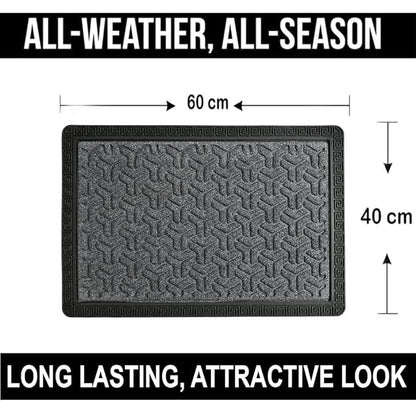 Indoor/Outdoor Heavy Duty Doormat Natural Rubber Sturdy for All Season Water Absorbent/dust Resistant Entrance Doormat for Elegant Look||Grey Browm combo60x40cm