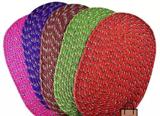 Cotton Door Mat Oval Shape Door Jalebi Mat Eco-Friendly Soft Anti Skid Door Mat | Non Woven Floor Mat for Home in Multicolor Pack of 5.