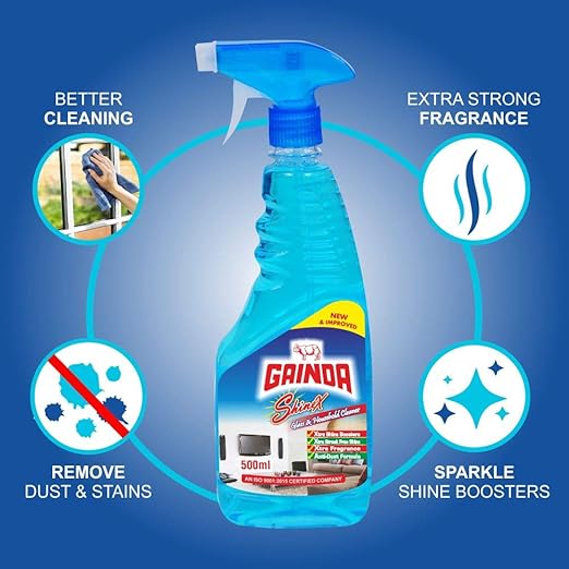 Gainda ShineX Glass & Household Cleaner Surface Cleaning Spray Bottle Streak-free Cleanser for Mirror, Home Appliances & Commercial Use -500ml