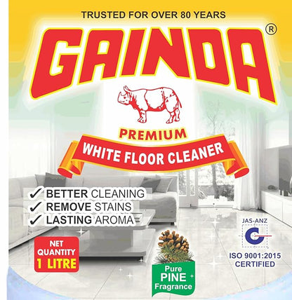 Gainda Premium White Floor Cleaner Disinfectant Phenyl Liquid Surface Cleaner for Hospitals, Homes, Offices & Commercial Use Removes Dirt, Stains & Germs - 1 L. pack of 4