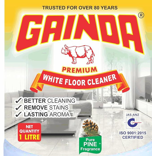 Gainda Premium White Floor Cleaner Disinfectant Phenyl Liquid Surface Cleaner for Hospitals, Homes, Offices & Commercial Use Removes Dirt, Stains & Germs - 1 L. pack of 4