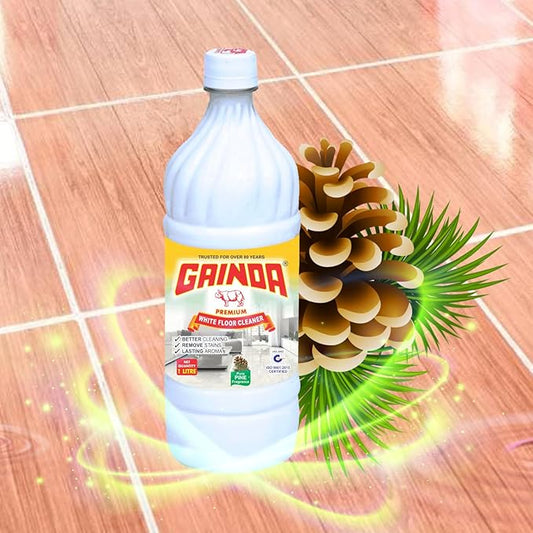 Gainda Premium White Floor Cleaner Disinfectant Phenyl Liquid Surface Cleaner for Hospitals, Homes, Offices & Commercial Use Removes Dirt, Stains & Germs - 1 L. pack of 4