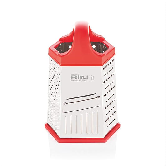 Ritu J-381 Vegetable Grater & Slicer|Stainless Steel 7 in 1 Kitchen Chopper| Grater for Cheese|Vegetables|Ginger (Silver)
