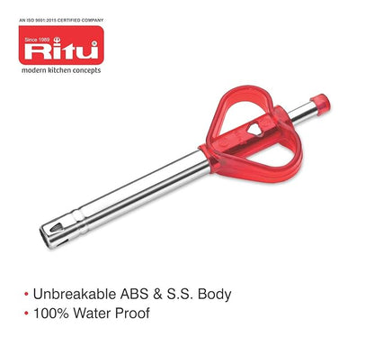 RITU Lovely Stainless Steel Gas Lighter for Kitchen | Long Lasting & Rust Proof Igniter | Unbreakable Body | Easy to Use | 2 Year Warranty | Safe Grip Handle | Ideal for Gas Stove | Color May Vary