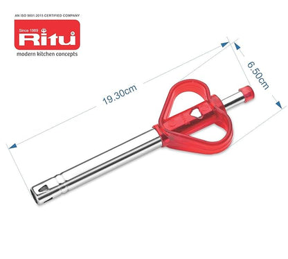 RITU Lovely Stainless Steel Gas Lighter for Kitchen | Long Lasting & Rust Proof Igniter | Unbreakable Body | Easy to Use | 2 Year Warranty | Safe Grip Handle | Ideal for Gas Stove | Color May Vary