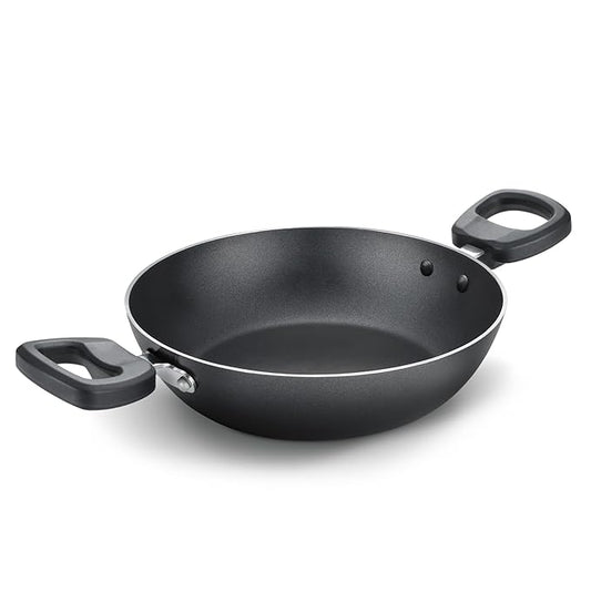 Judge by Prestige 26Cm (3.2L) Everyday Non-Stick Kadhai | Low Oil Cooking | Easy to Clean | Cool Touch Handles, Black
