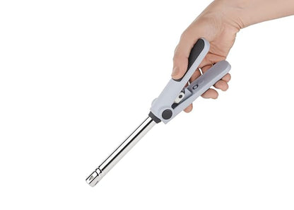 RITU Jet Smooth Press Kitchen Lighter | 2-Handle Soft Press | Waterproof | Heavy Piezo | 10 Lakh Sparks | Gas Stove Lighter for PNG LPG | Stainless Steel Pipe