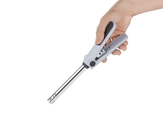RITU Jet Smooth Press Kitchen Lighter | 2-Handle Soft Press | Waterproof | Heavy Piezo | 10 Lakh Sparks | Gas Stove Lighter for PNG LPG | Stainless Steel Pipe