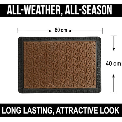 Rectangular Indoor/Outdoor Heavy Duty Doormat Natural Rubber Sturdy For All Season Water Absorbent/Dust Resistant Entrance Doormat For Elegant Look||Brown60X40Cm