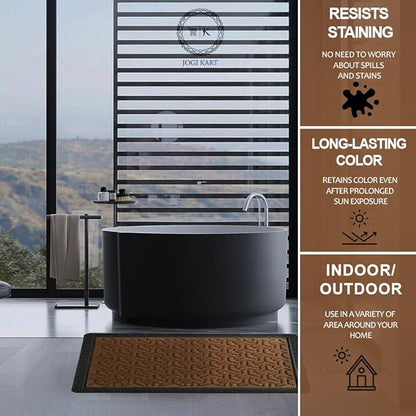 Rectangular Indoor/Outdoor Heavy Duty Doormat Natural Rubber Sturdy For All Season Water Absorbent/Dust Resistant Entrance Doormat For Elegant Look||Brown60X40Cm