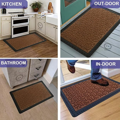 Rectangular Indoor/Outdoor Heavy Duty Doormat Natural Rubber Sturdy For All Season Water Absorbent/Dust Resistant Entrance Doormat For Elegant Look||Brown60X40Cm