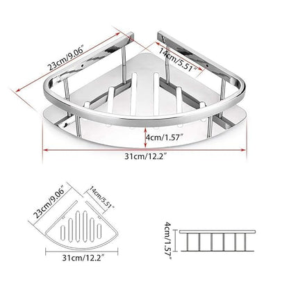 Self-Adhesive No Drill SS304 Grade Stainless Steel Bathroom Corner Rack, Bathroom Shelf and Rack Stand for Kitchen, Drill Free Wall-Mounted Bathroom Accessories (Chrome Finish) Pack of 2