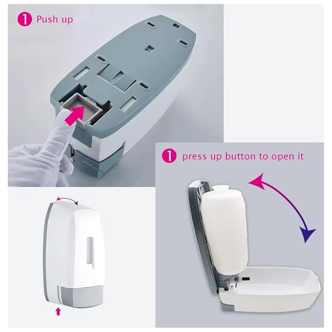 Plastic Wall Mounted Commercial Grade Liquid Soap Dispenser for Wash Basin Bathroom Kitchen Restroom (500 Ml, (White - Grey))