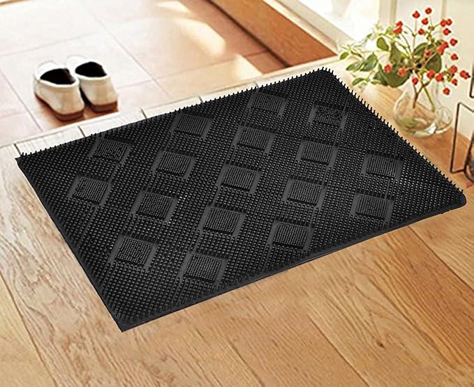 Rubber Door mat Outdoor Mat,Rubber Stud Mat, Antimicrobial Room Mat Floor Mat -40x60 CM Black, Rectangular