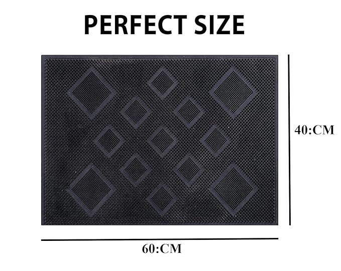 Rubber Door mat Outdoor Mat,Rubber Stud Mat, Antimicrobial Room Mat Floor Mat -40x60 CM Black, Rectangular
