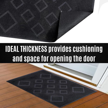 Rubber Door mat Outdoor Mat,Rubber Stud Mat, Antimicrobial Room Mat Floor Mat -40x60 CM Black, Rectangular