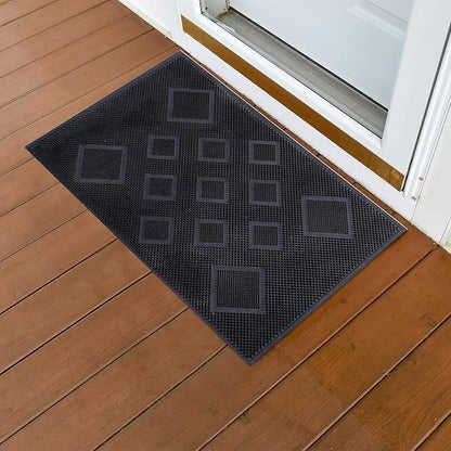 Rubber Door mat Outdoor Mat,Rubber Stud Mat, Antimicrobial Room Mat Floor Mat -40x60 CM Black, Rectangular