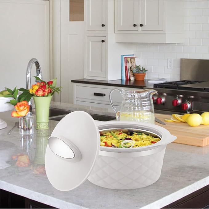 Modware Kohenoor 2000 Inner Stainless Steel Casserole, 1.6 Litres | BPA Free | Food Grade | Easy to Carry | Easy to Store | Chapati | Roti | Food Warmer (Silver White)