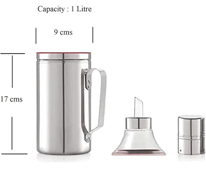 INKULTURE Stainless Steel Oil Dispenser with Nozzle 1 Litre (1000 ml) (Model No.01/01 piece)