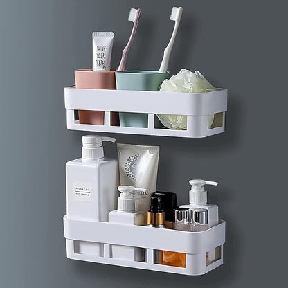 Bathroom Organiser, Self Adhesive Bathroom Shelf for Wall, Washroom Organizer, Bathroom Rack Stand Without Drilling (2 Pcs)