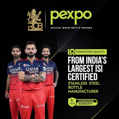 Pexpo Bravo 1000 ISI Certified Stainless Steel Water Bottle - 980ml | Double Wall Vacuum Insulated Flask | Hot & Cold Thermos | Leakproof | Ideal for Home, Office, Gym, Outings - Baby Pink