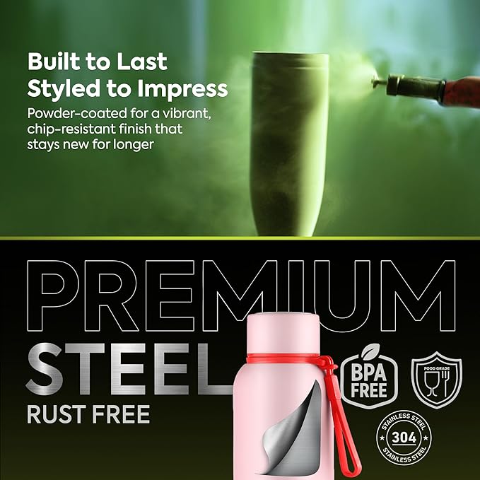 Pexpo Bravo 1000 ISI Certified Stainless Steel Water Bottle - 980ml | Double Wall Vacuum Insulated Flask | Hot & Cold Thermos | Leakproof | Ideal for Home, Office, Gym, Outings - Baby Pink