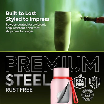 Pexpo Bravo 1000 ISI Certified Stainless Steel Water Bottle - 980ml | Double Wall Vacuum Insulated Flask | Hot & Cold Thermos | Leakproof | Ideal for Home, Office, Gym, Outings - Baby Pink