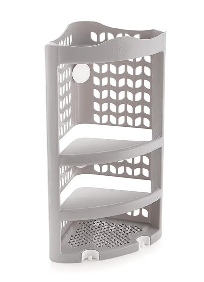 Plastic Multipurpose Wall Mount Bathroom Corner Shelf and Rack Kitchen Bathroom Storage Rack (Grey)