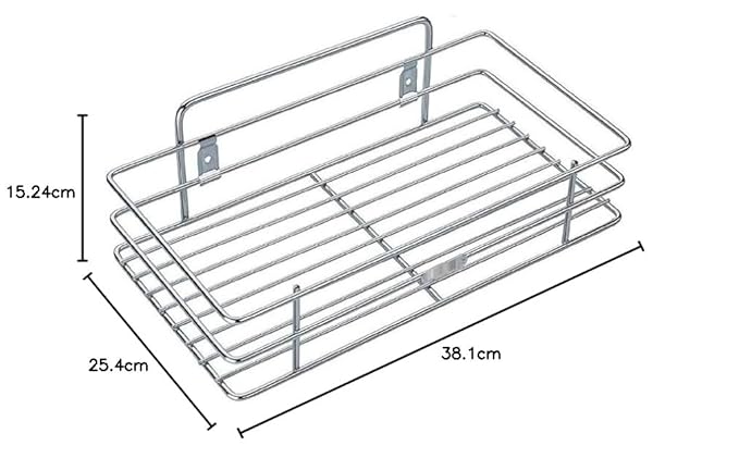 Stainless Steel Multipurpose Storage Rack/Shelf, Kitchen Rack Single Single Tier Multipurpose Wall Hanging Storage Shelf Organizer Stainless Steel with Chrome(NHSP, Hanging Shelves)