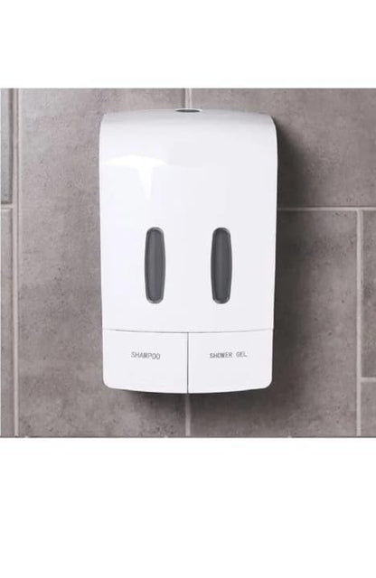 Manual Soap Dispenser Wall Mounted Manual Shampoo Shower Gel Soap Hand Sanitizer ABS Liquid Soap Dispenser (Dual -500ml:500ml) TOATAL 1000 ML White