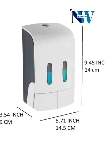 Manual Soap Dispenser Wall Mounted Manual Shampoo Shower Gel Soap Hand Sanitizer ABS Liquid Soap Dispenser (Dual -500ml:500ml) TOATAL 1000 ML White