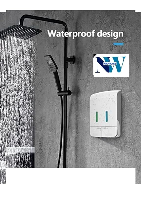 Manual Soap Dispenser Wall Mounted Manual Shampoo Shower Gel Soap Hand Sanitizer ABS Liquid Soap Dispenser (Dual -500ml:500ml) TOATAL 1000 ML White