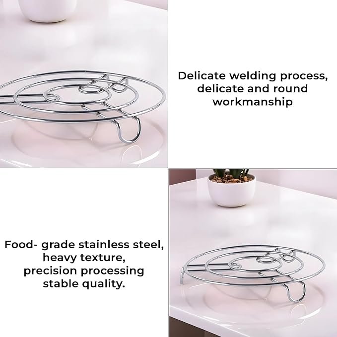Stainless Steel Trivets Stand for Hot Utensils in Kitchen | Cooker Stand & Heat-Resistant Surface Protector | Vessel Holder for Kitchen Counters & Dining Table | Silver