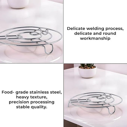 Stainless Steel Trivets Stand for Hot Utensils in Kitchen | Cooker Stand & Heat-Resistant Surface Protector | Vessel Holder for Kitchen Counters & Dining Table | Silver