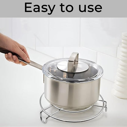 Stainless Steel Trivets Stand for Hot Utensils in Kitchen | Cooker Stand & Heat-Resistant Surface Protector | Vessel Holder for Kitchen Counters & Dining Table | Silver