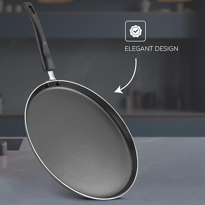 Judge by Prestige 30Cm Everyday Non-Stick Tawa (Aluminium) | Low Oil Cooking | Easy to Clean |Cool Touch Handle, Black