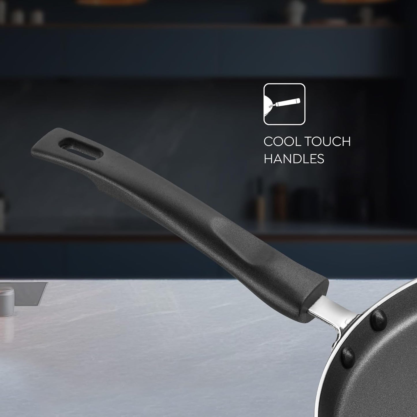 Judge by Prestige 30Cm Everyday Non-Stick Tawa (Aluminium) | Low Oil Cooking | Easy to Clean |Cool Touch Handle, Black