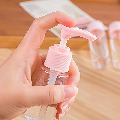 Pvc Travel Bottles Set & Containers, Toiletry Bag, Refillable Small Mini Empty Plastic Pump/Spray/Squeeze Bottles For Travel Toiletries With Storage Bag (Pink, Width: 16 Cm)