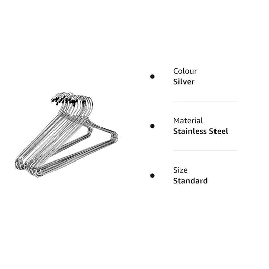 RRPLAST Strong and Comfortable Steel/with Plastic Coating Hanger for Hanging Saree, Kurta, Pant, Steel Pack of 12