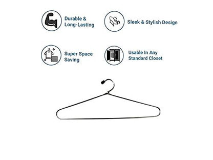 RRPLAST Strong and Comfortable Steel/with Plastic Coating Hanger for Hanging Saree, Kurta, Pant, Steel Pack of 12